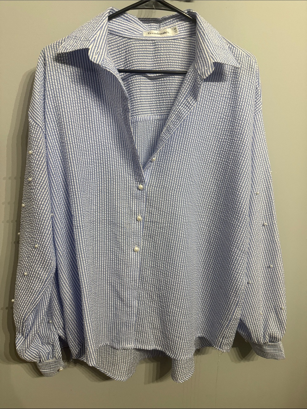Blue & White Pinstripe Pearl-Button Shirt